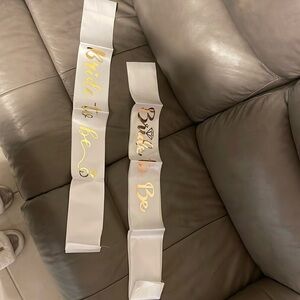 Set of bride to be sashes in gold and rose gold font!